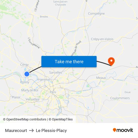 Maurecourt to Le Plessis-Placy map