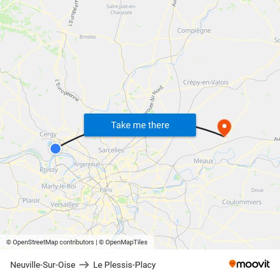 Neuville-Sur-Oise to Le Plessis-Placy map