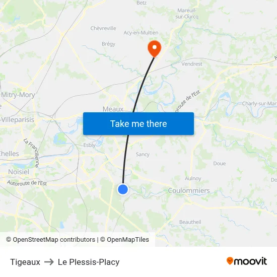 Tigeaux to Le Plessis-Placy map
