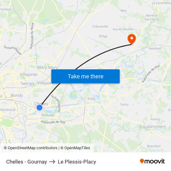 Chelles - Gournay to Le Plessis-Placy map