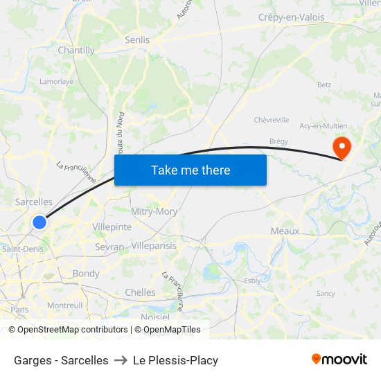 Garges - Sarcelles to Le Plessis-Placy map