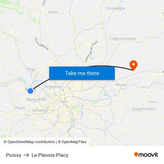 Poissy to Le Plessis-Placy map