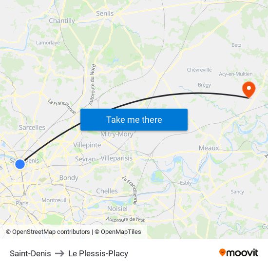 Saint-Denis to Le Plessis-Placy map