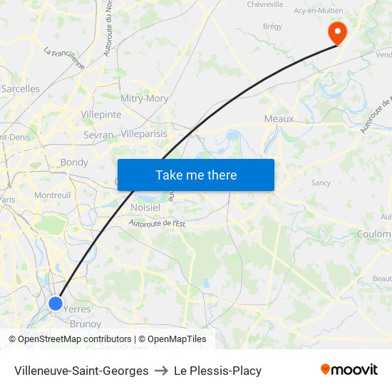 Villeneuve-Saint-Georges to Le Plessis-Placy map