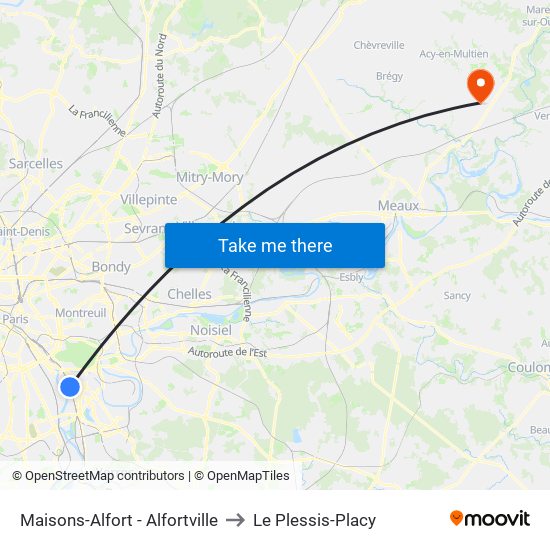 Maisons-Alfort - Alfortville to Le Plessis-Placy map