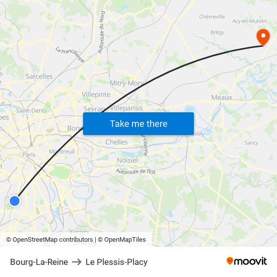 Bourg-La-Reine to Le Plessis-Placy map