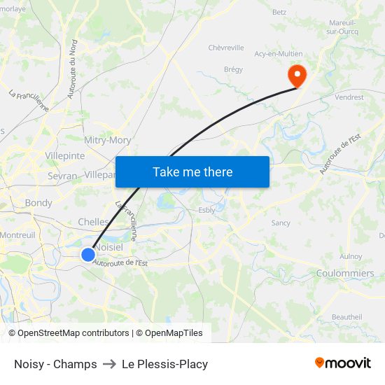 Noisy - Champs to Le Plessis-Placy map