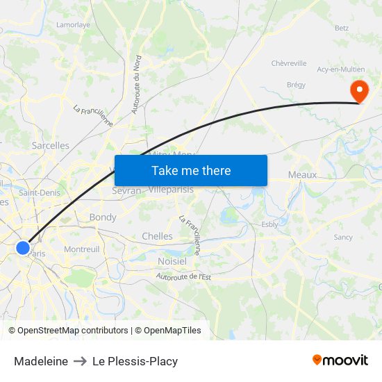 Madeleine to Le Plessis-Placy map