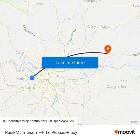 Rueil-Malmaison to Le Plessis-Placy map