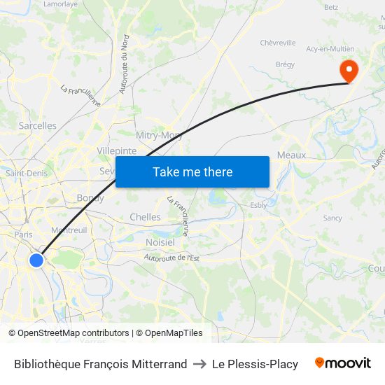 Bibliothèque François Mitterrand to Le Plessis-Placy map