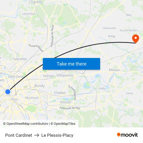 Pont Cardinet to Le Plessis-Placy map