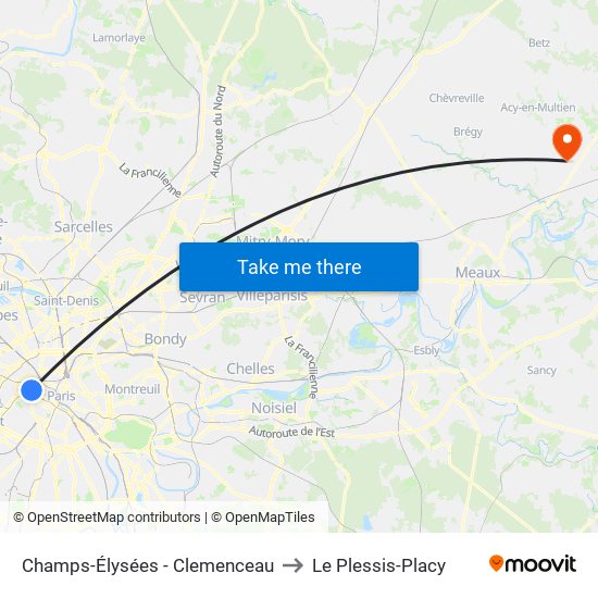 Champs-Élysées - Clemenceau to Le Plessis-Placy map