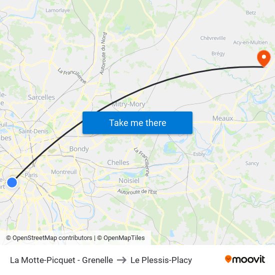 La Motte-Picquet - Grenelle to Le Plessis-Placy map