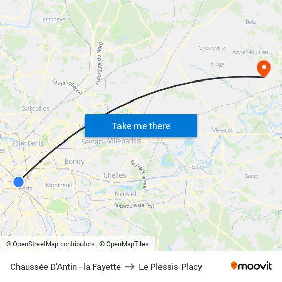 Chaussée D'Antin - la Fayette to Le Plessis-Placy map