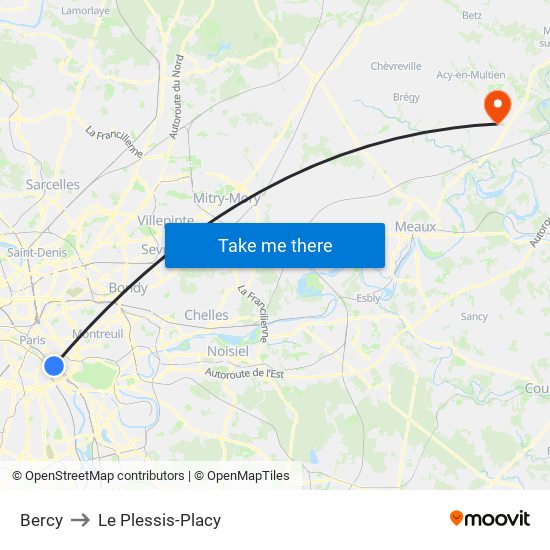 Bercy to Le Plessis-Placy map