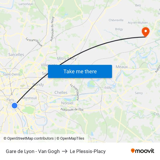 Gare de Lyon - Van Gogh to Le Plessis-Placy map