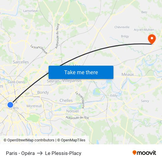 Paris - Opéra to Le Plessis-Placy map