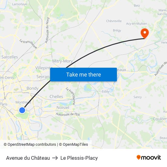 Avenue du Château to Le Plessis-Placy map