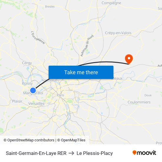 Saint-Germain-En-Laye RER to Le Plessis-Placy map