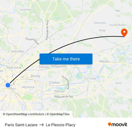 Paris Saint-Lazare to Le Plessis-Placy map