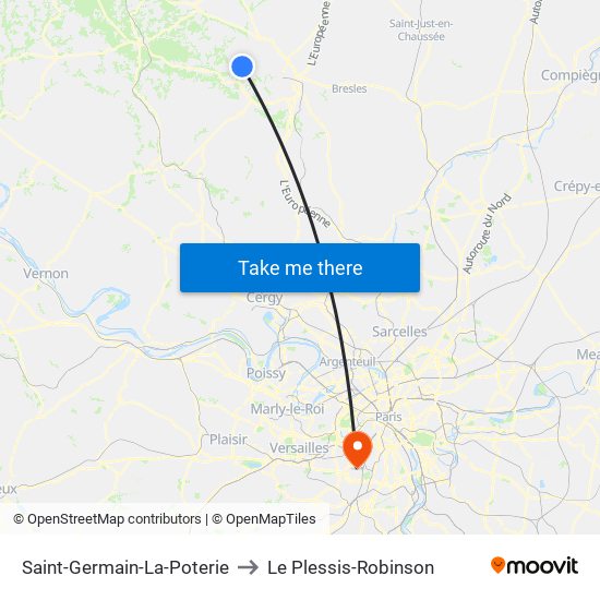 Saint-Germain-La-Poterie to Le Plessis-Robinson map