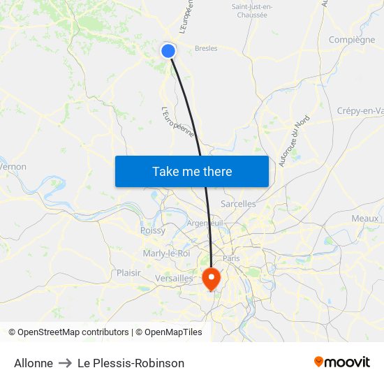 Allonne to Le Plessis-Robinson map