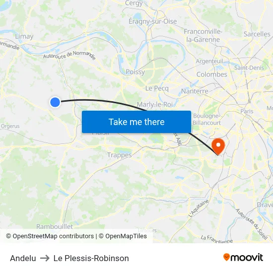 Andelu to Le Plessis-Robinson map