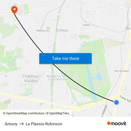 Antony to Le Plessis-Robinson map