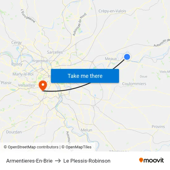 Armentieres-En-Brie to Le Plessis-Robinson map