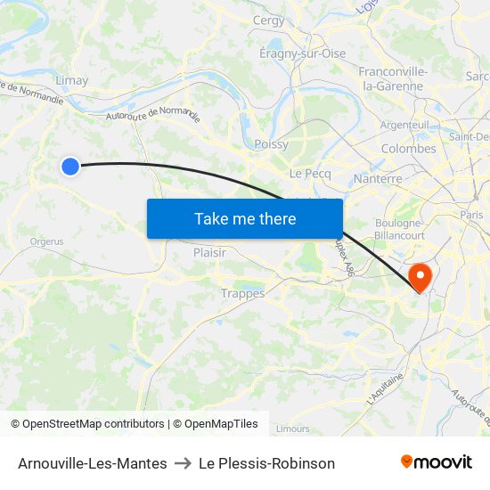 Arnouville-Les-Mantes to Le Plessis-Robinson map