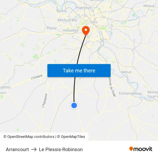 Arrancourt to Le Plessis-Robinson map