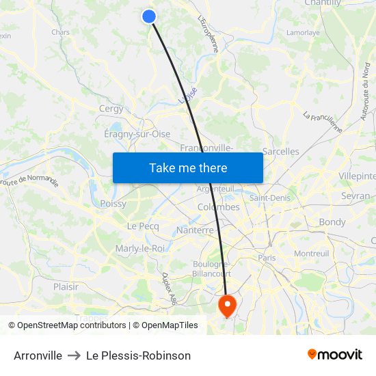 Arronville to Le Plessis-Robinson map