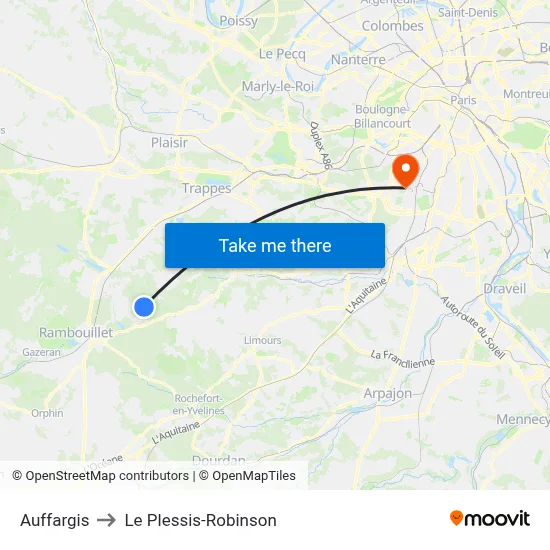 Auffargis to Le Plessis-Robinson map