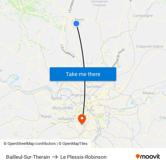 Bailleul-Sur-Therain to Le Plessis-Robinson map