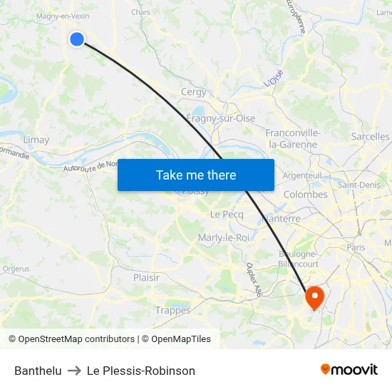 Banthelu to Le Plessis-Robinson map