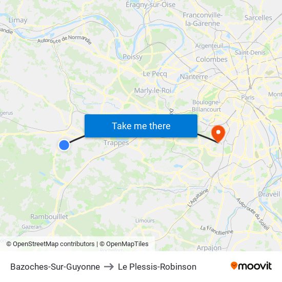Bazoches-Sur-Guyonne to Le Plessis-Robinson map