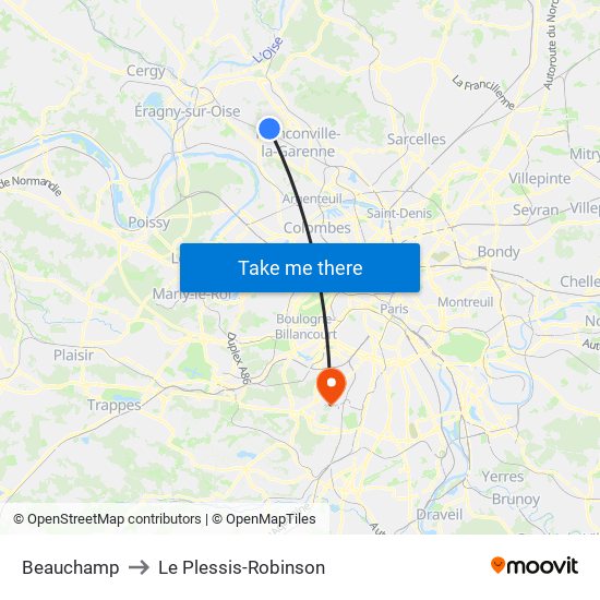 Beauchamp to Le Plessis-Robinson map