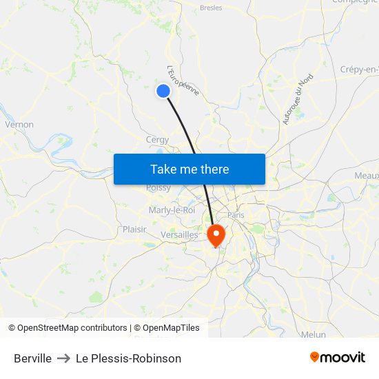 Berville to Le Plessis-Robinson map