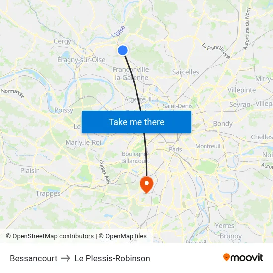 Bessancourt to Le Plessis-Robinson map