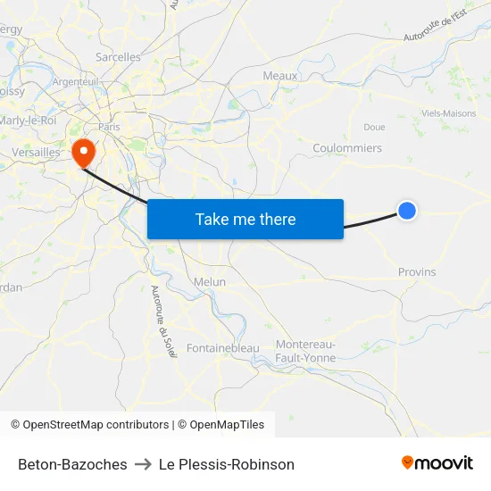 Beton-Bazoches to Le Plessis-Robinson map