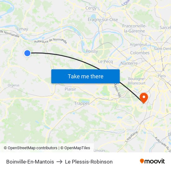Boinville-En-Mantois to Le Plessis-Robinson map