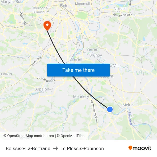 Boissise-La-Bertrand to Le Plessis-Robinson map