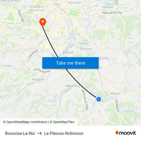 Boissise-Le-Roi to Le Plessis-Robinson map