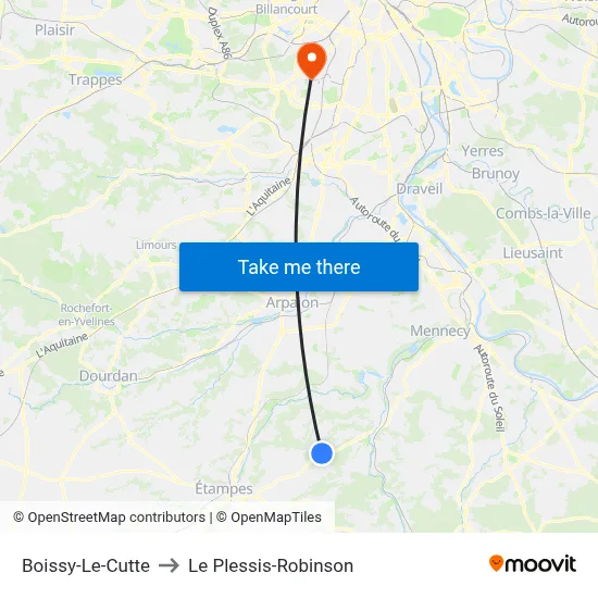 Boissy-Le-Cutte to Le Plessis-Robinson map