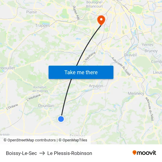 Boissy-Le-Sec to Le Plessis-Robinson map