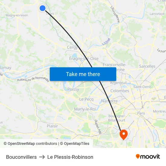 Bouconvillers to Le Plessis-Robinson map