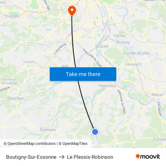 Boutigny-Sur-Essonne to Le Plessis-Robinson map