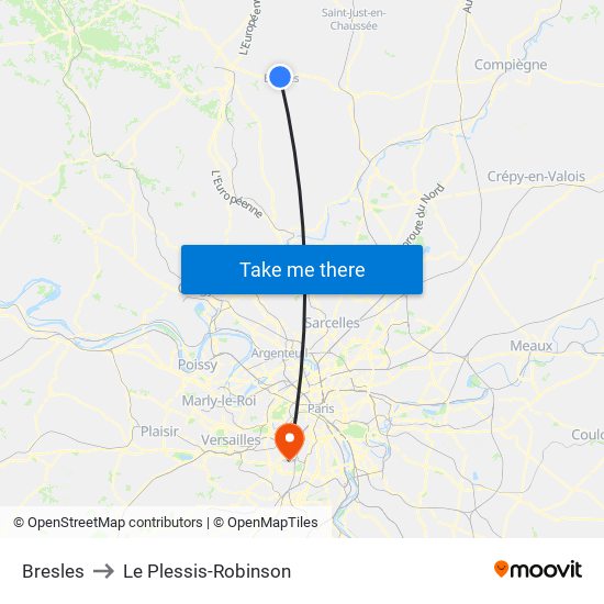 Bresles to Le Plessis-Robinson map