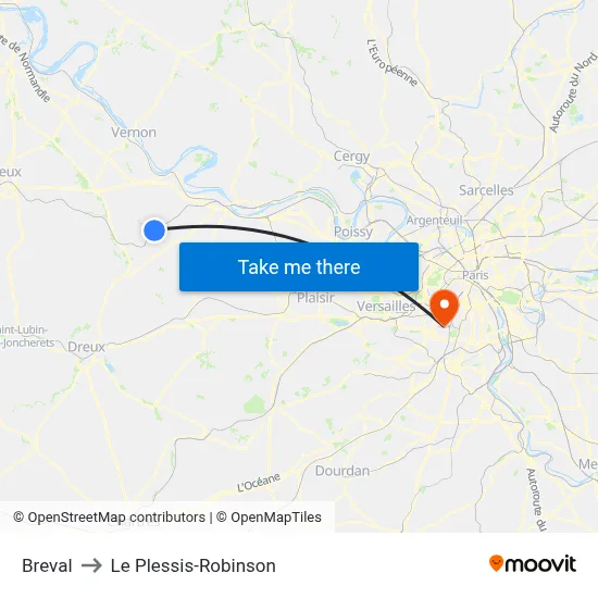 Breval to Le Plessis-Robinson map