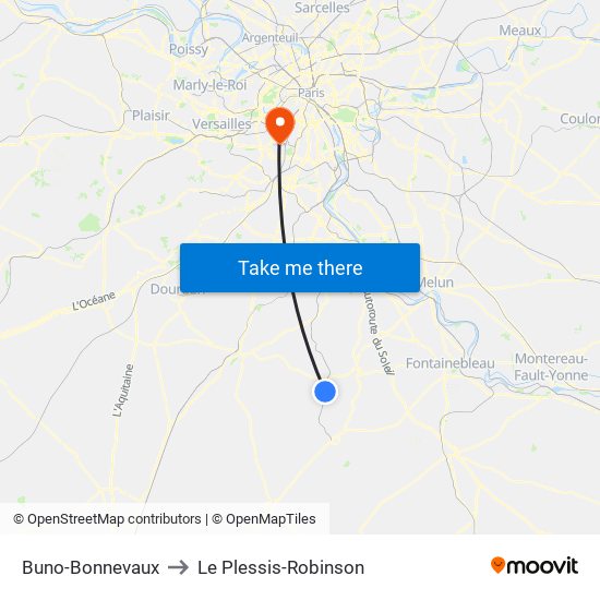 Buno-Bonnevaux to Le Plessis-Robinson map